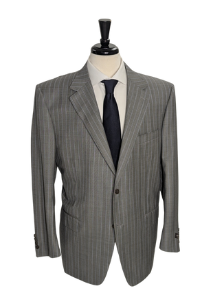 Canali Light Gray Pinstripe 100% Wool Suit 48S