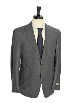 Canali Dark Gray Pinstriped 100% Wool Suit 40R
