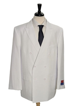Apollo King Solid White Double Breasted Suit 46R