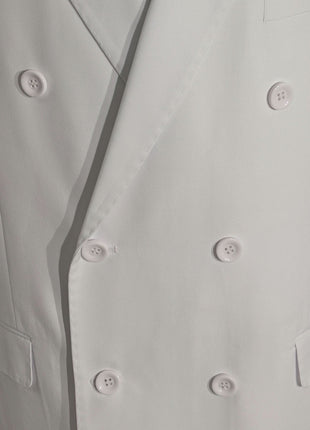 Apollo King Solid White Double Breasted Suit 46R