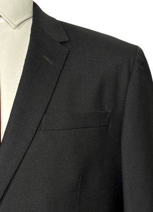Paul Smith Mens Solid Black Half Canvassed Notch Lapel Slim Fit 2-Button Stretch Wool Suit  - 42R