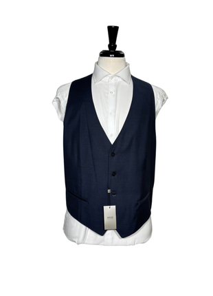 Armani Collezioni M Line Navy Micro-Check Slim Fit Peak Lapel 3-Piece Wool Tuxedo - 44R
