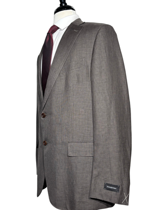 Ermenegildo Zegna Mens Gray Houndstooth Fully-Canvassed Notch Lapel Slim Fit 2-Button Linen Blend Suit - 44R