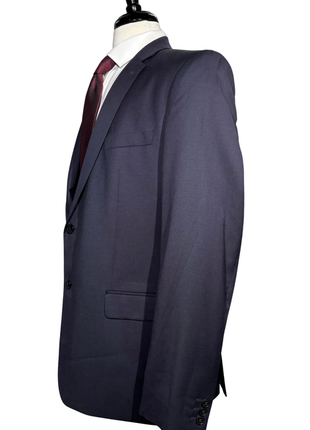 Versace Collection Mens Solid Dark Blue Notch Lapel Classic Fit 2-Button Wool Suit - 44L
