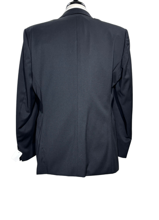 Hugo Boss Mens Solid Black Satin Peak Lapel Classic Fit 1-Button Wool Tuxedo - 42S