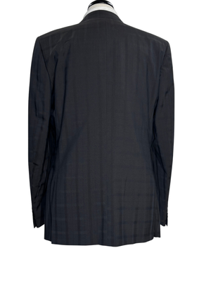 Bartorelli Napoli Mens Dark Charcoal Windowpane Notch Lapel Slim Fit 2-Button Wool Suit  - 44L