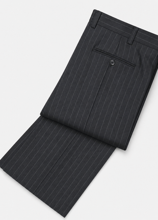 Ralph Lauren Purple Label Charcoal Black Pinstripe 100% Wool Classic Fit 3-Piece Suit 40L