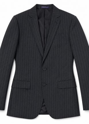Ralph Lauren Purple Label Charcoal Gray Pinstripe 100% Wool Classic Fit 3-Piece Suit 40L