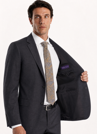 Ralph Lauren Purple Label Gray Twill Weave 100% Wool Classic Fit 2-Button Suit 42S