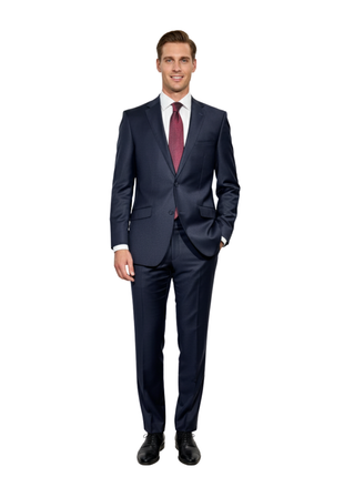 Revelli Solid Navy Notch Lapel Classic Fit 2-button Wool Suit - 44R