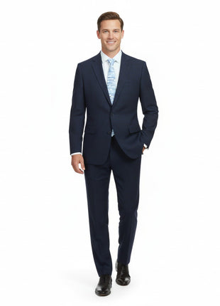 Raphael Marine Blue Windowpane Check Classic Fit Two Button Suit