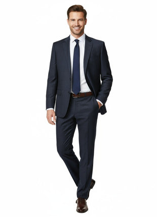 Raphael Navy Textured Notch Lapel Classic Fit Two Button Wool Suit