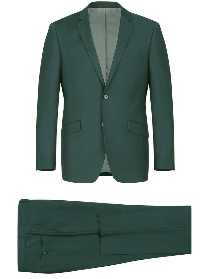 Raphael Mens Solid Hunter Green Slim Fit Two Button Suit | The Suit Depot