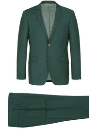 Thumbnail for Raphael Mens Solid Hunter Green Slim Fit Two Button Suit