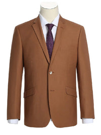 Thumbnail for Men's Raphael Slim Fit Rust Two Button 2 Piece Formal Suit