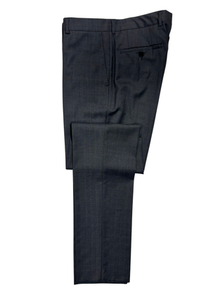 Bartorelli Napoli Mens Blue-Gray Subtle Pinstripe Notch Lapel Classic Fit 2-Button Wool Suit with Ticket Pocket  - 40L