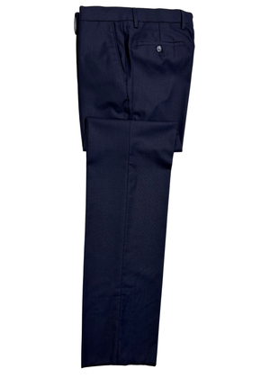 Versace Collection Mens Solid Navy Notch Lapel Classic Fit 2-Button Wool Silk Suit - 40L