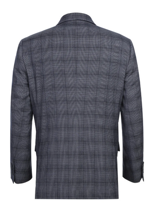 Raphael Grey Windowpane Check Classic Fit Stretch Notch Lapel Two Button Suit