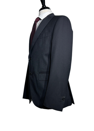 Jerrykey Charcoal Tonal Pinstripe Peak Lapel Classic Fit 2-Button Stretch Suit - 40R