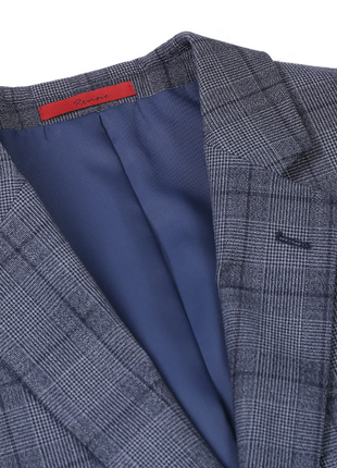 Raphael Grey Windowpane Check Classic Fit Stretch Notch Lapel Two Button Suit