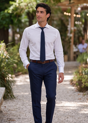 Christopher Morris Solid White Slim Fit Cotton Spread Collar Non-Iron French Cuff Dress Shirt - The Suit Depot