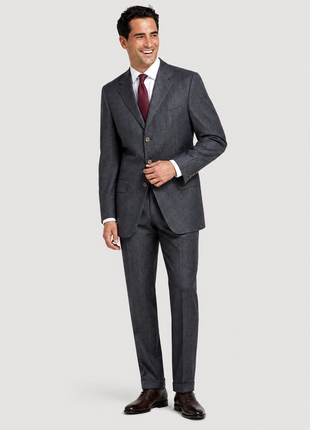 Sartoria Partenopea Mens Gray Stripe Notch Lapel Classic Fit 3-button Wool Suit - 42R