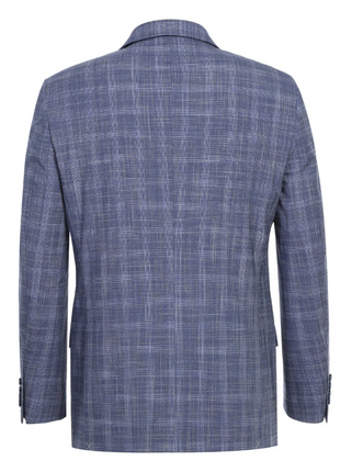 Raphael Blue Checked Slim Fit Stretch Notch Lapel Two Button Suit