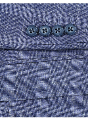 Raphael Blue Checked Slim Fit Stretch Notch Lapel Two Button Suit