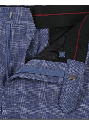 Raphael Blue Checked Slim Fit Stretch Notch Lapel Two Button Suit
