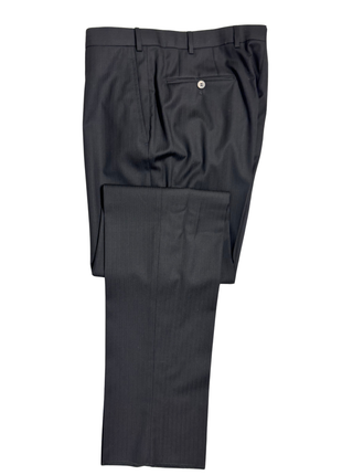 Isaia Mens Black Tonal Stripe Fully-Canvassed Notch Lapel Slim Fit 2-Button Wool Suit - 44L
