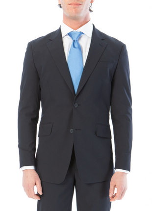 Raphael Mens Solid Navy Blue Classic Fit Stretch 2 Button Blazer Sportcoat