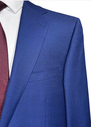 Bartorelli Napoli Mens Royal Blue Weave Notch Lapel Classic Fit 2-Button Wool Suit  - 44L