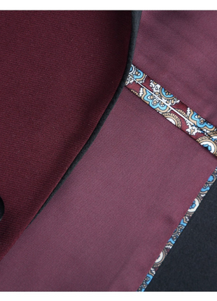 Raphael Solid Burgundy Slim Fit With Black Satin Shawl Lapels Tuxedo Suit