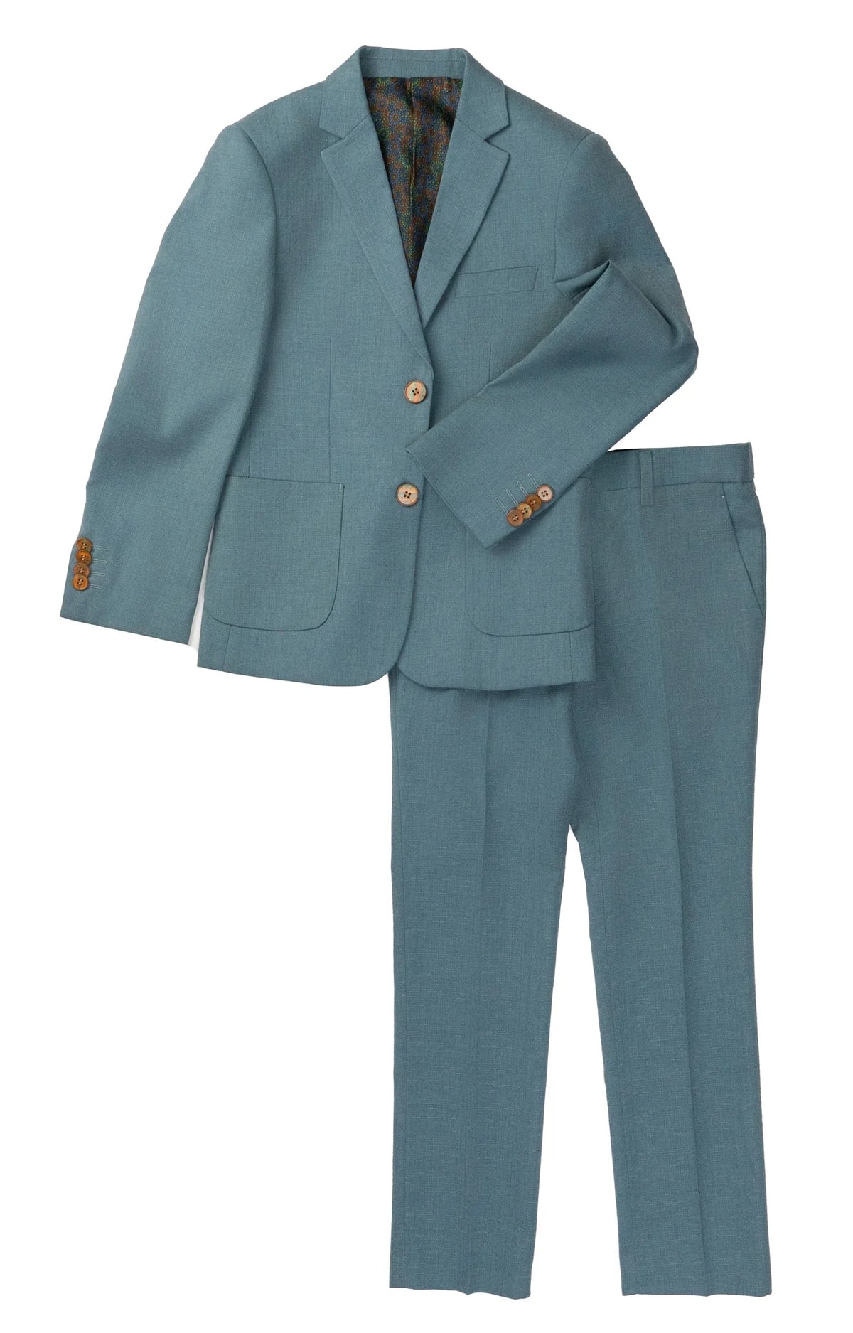 Isaac Mizrahi Boys Teal Blue Slim Fit 2 Piece Suit