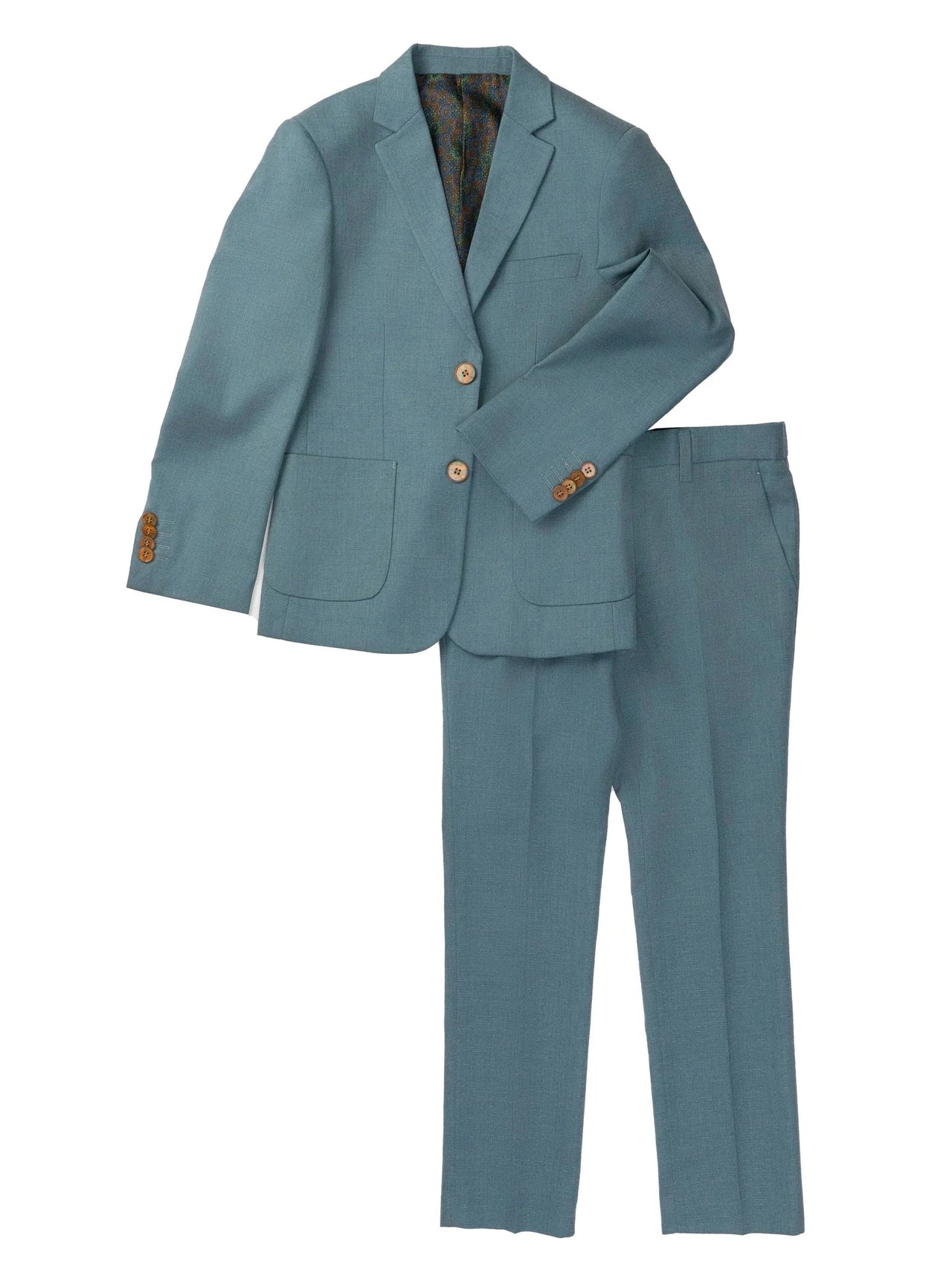 Isaac Mizrahi Boys Teal Blue Slim Fit 2 Piece Suit