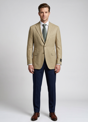 Sartoria Partenopea Men's Beige Tweed Silk-Wool Blend 3-Roll-2 Sport Coat 40R