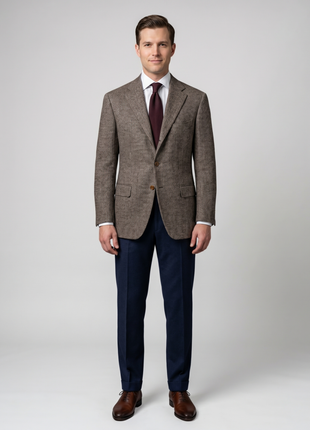 Sartoria Partenopea Men's Brown Tweed 3-Roll-2.5 100% Wool Sport Coat 44R