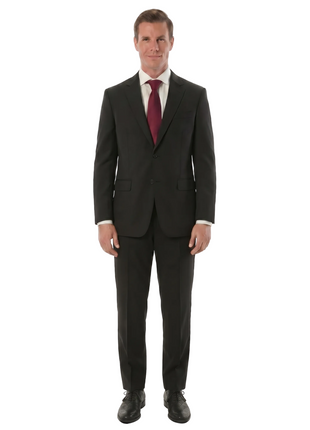 Sartoria Mazara Black Fine Crosshatch Weave Classic Fit Wool 2-Button Suit