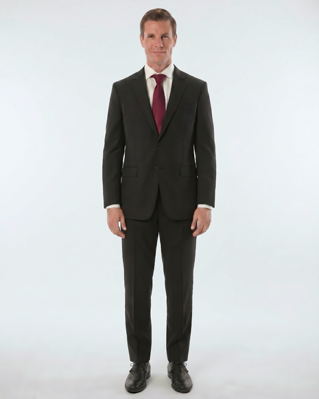 Mazara Mens Black Classic Fit 100% Wool 2 Piece Suit