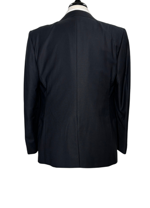 Corneliani Mens Black Textured Fully-Canvassed Peak Lapel Slim Fit 3-Piece Wool Tuxedo - 40R