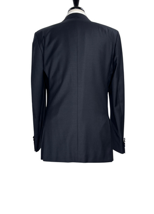 Napoli Mens Solid Black Notch Lapel Slim Fit 2-Button Wool Cashmere Tuxedo with Ticket Pocket - 42L