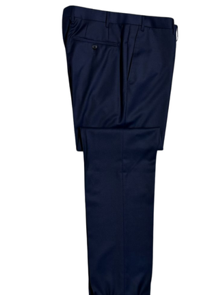 Corneliani Mens Solid Navy Blue Fully-Canvassed Peak Lapels Classic Fit Double Breasted Wool Suit - 40R - The Suit Depot