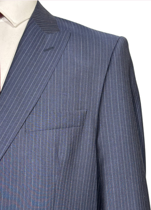 Versace Collection Mens Navy Multi-Pinstripe Peak Lapel Classic Fit 2-Button Wool Suit - 44R