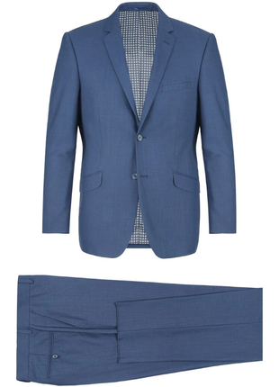 Raphael Solid Textured Blue Notch Lapel Classic Fit Two Button Suit