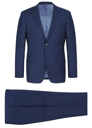 Raphael Men’s Solid Navy Blue Slim Fit Notch Lapel Two Button Suit