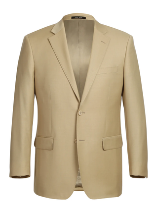 Raphael Men’s Classic Fit Tan Super 170’s  Notch Lapel Wool Two Button Suit