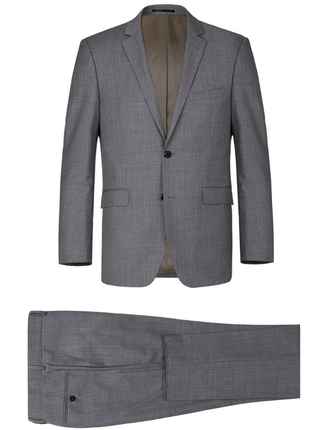 Raphael Men's Gray Slim Fit Notch Lapel Two Button Wool Suit