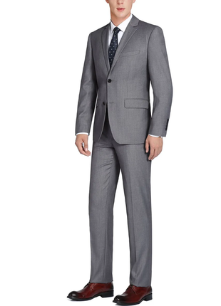 Raphael Men's Gray Slim Fit Notch Lapel Two Button Wool Suit