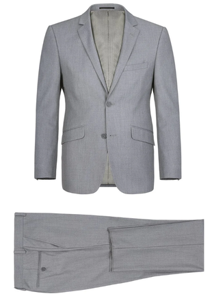 Raphael Men’s Stretch Light Gray Slim Fit Notch Lapel Two Button Suit