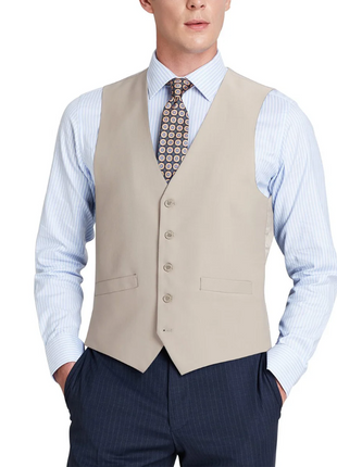 Raphael Mens Solid Tan Classic Fit Vest - The Suit Depot